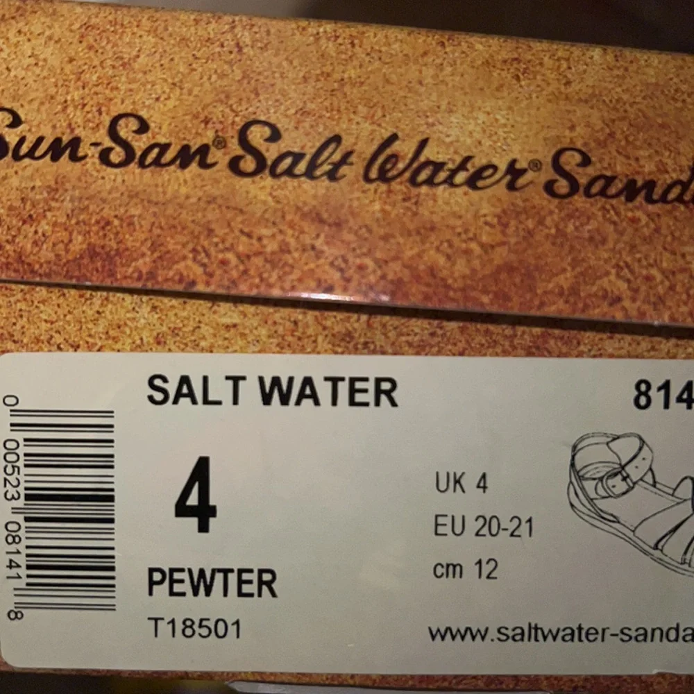 AUTH NIB Salt Water the Original Sandal Toddler Little Kids PEWTER